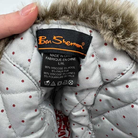Ben Sherman Mens Winter Trapper Hat L/XL Faux Fur Classic Outdoors Gray Casual - Picture 2 of 6